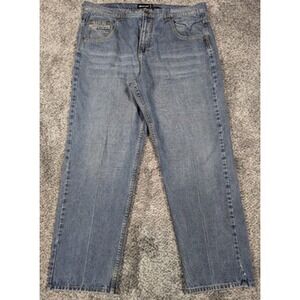 Royal Blue Jeans Mens 42x32 Relaxed Fit Blue Denim Distressed Pockets Y2K‎ 40x30